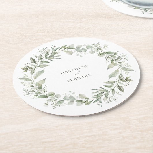 ボタニエレガントック結婚ス ラウンドペーパーコースター (アングル)