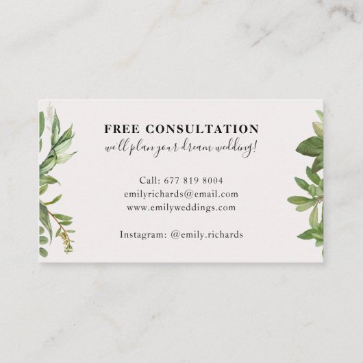 ボタニエレガントッ離れクスクリプトシック金ゴールドフレーム 名刺 (裏面)