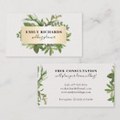 ボタニエレガントッ離れクスクリプトシック金ゴールドフレーム 名刺 (正面/裏面)