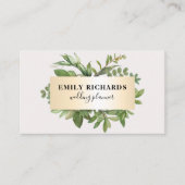 ボタニエレガントッ離れクスクリプトシック金ゴールドフレーム 名刺 (正面)