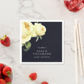 ボタニカイエローブルーヴィンテージウェディングパーソナライズされた スタンダードカクテルナプキン (インサイチュ)