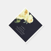 ボタニカイエローブルーヴィンテージウェディングパーソナライズされた スタンダードカクテルナプキン (角)