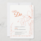 ボタニカグラジオラスのラインアートオレンジ 招待状 (正面)