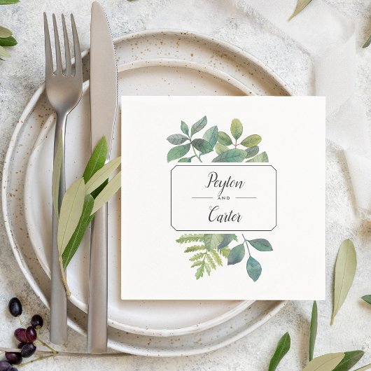 ボタニカパーソナライズされた結婚ス スタンダードカクテルナプキン