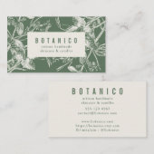 ボタニカモダンルセージグリーンフローラシンプル 名刺 (正面/裏面)