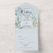 ボタニカモダン;アクアシーグラス金ゴールド結婚式の招待 オールインワン招待状 (内側)