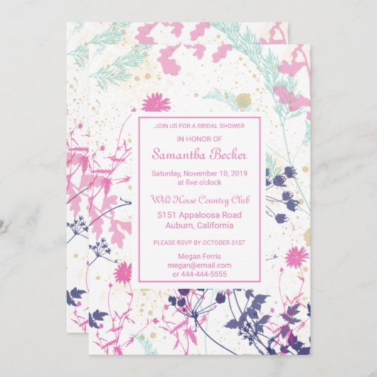 ボタニカルお洒落ブライダルシャワー招待状 招待状 (正面/裏面)