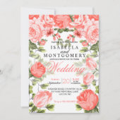 ボタニカルかわいらしサンゴフローラ結婚ズ 招待状 (正面)