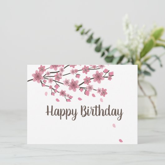 ボタニカルさくらんぼブロッサムフォリング花びらオンブレアート カード (スタンド正面)