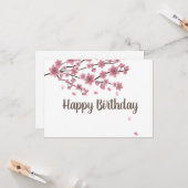 ボタニカルさくらんぼブロッサムフォリング花びらオンブレアート カード (正面/裏面インサイチュ)