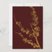 ボタニカルとゴールドで「We Got Married」- バーガンディ 招待状 (裏面)