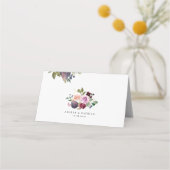 ボタニカルなイチジクとベリーブルゴーニュ結婚フローラ プレイスカード (裏面)