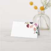 ボタニカルなイチジクとベリーブルゴーニュ結婚フローラ プレイスカード (正面)