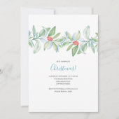 ボタニカルなクリスマスの水彩画招待状 招待状 (正面)