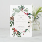 ボタニカルなクリスマス シックなウィンターウェディング 招待状 (スタンド正面)