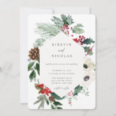 ボタニカルなクリスマス シックなウィンターウェディング 招待状 (正面)