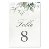 ボタニカルなユーカリのグリーン水彩エレガント テーブルナンバー (裏面)