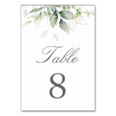 ボタニカルなユーカリのグリーン 水彩 エレガント テーブルナンバー (正面)