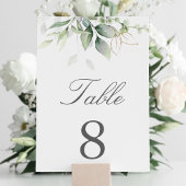 ボタニカルなユーカリのグリーン 水彩 エレガント テーブルナンバー