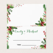 ボタニカルな席札　赤と緑の水彩 (外部フラット)