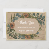 ボタニカルな木のぬくもり感じる花のThank Youカード 招待状 (正面)