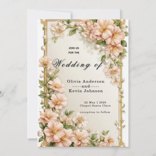 🌸 ボタニカルな結婚式の詳細デザイン 🌸 招待状 (正面)
