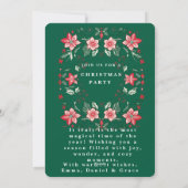 ボタニカルな赤と緑のフォークアート フラワーデザインのクリスマスカード シーズンカード (裏面)