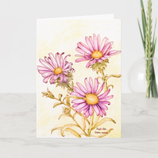 ボタニカルな野の花の水彩絵、無地の内側 カード (正面)