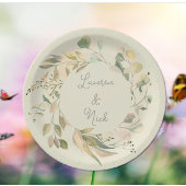 ボタニカルな顔！結婚のパーソナライズされたプレート ペーパープレート