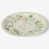 ボタニカルな顔！結婚のパーソナライズされたプレート ペーパープレート (アングル)