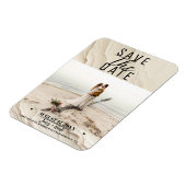 ボタニカルアイボリークリームボヘミアン救テクスチャ日付 マグネット (左側)