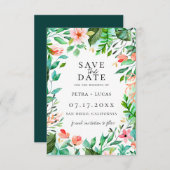ボタニカルアイランドコーラル フローラル セーブザデート 案内状 (正面/裏面)