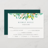 ボタニカルアイランドフローラウェディングRSVPカード 出欠カード (正面/裏面)