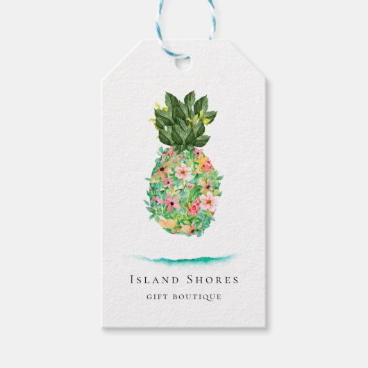 ボタニカルアイランドフローラパイナップルプライスラベル ギフトタグ (正面)