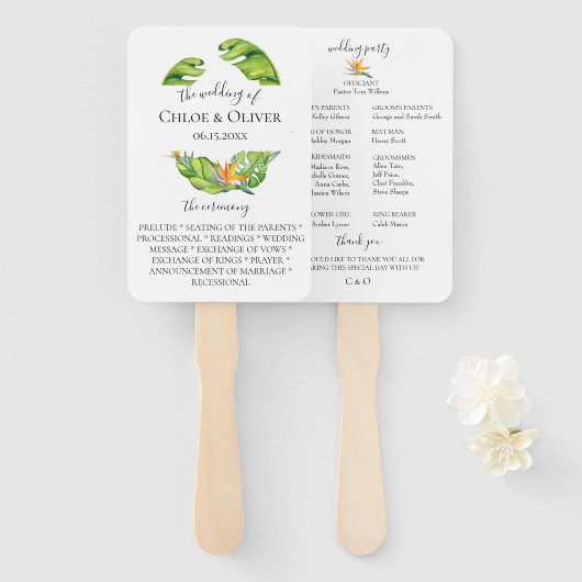 ボタニカルアイランドリーフ結婚式 プログラム ハンドファン (正面&裏面)