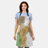 ボタニカルアブトラクト地球トーン エプロン (着用した状態)