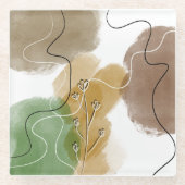 ボタニカルアブトラクト地球トーン ガラスコースター (正面)