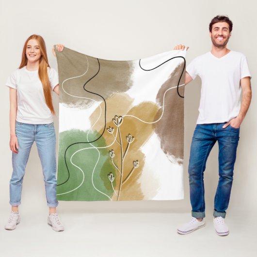 ボタニカルアブトラクト地球トーン フリースブランケット (インサイチュ)