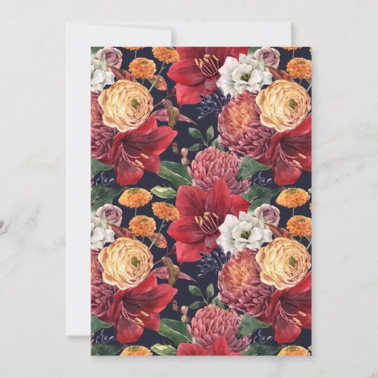 ボタニカルアマリリスとマムスフローラブライダルシャワー 招待状 (裏面)