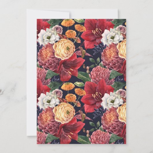 ボタニカルアマリリスとマルムスカップルのシャワー 招待状 (裏面)