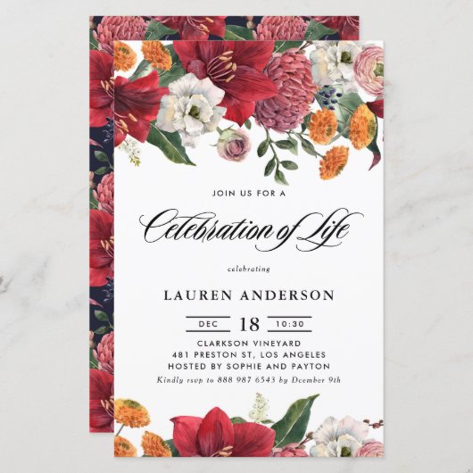 ボタニカルアマリリスとメムスの生活お祝い (正面/裏面)