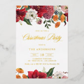 ボタニカルアマリリスとメムスクリスマスパーティー 箔招待状 (正面)