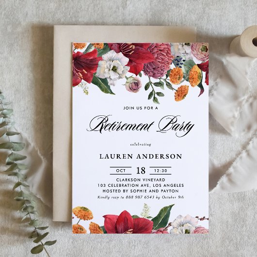 ボタニカルアマリリスとMums退職パーティー 招待状