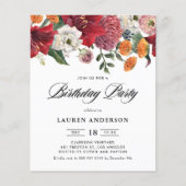 ボタニカルアマリリス誕生日パーティーの招待 (正面)