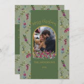 ボタニカルアーチ水彩ベリーチェッククリスマスカード シーズンカード (正面/裏面)