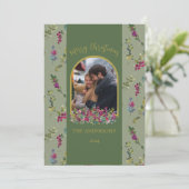 ボタニカルアーチ水彩ベリーチェッククリスマスカード シーズンカード (スタンド正面)