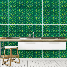 ボタニカルアールヌーボー（ウォールデコール）エメラルドグリーン タイル
