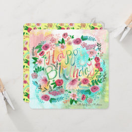 ボタニカルイエロー&ピンク春フローラ花 カード