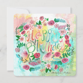 ボタニカルイエロー&ピンク春フローラ花 カード