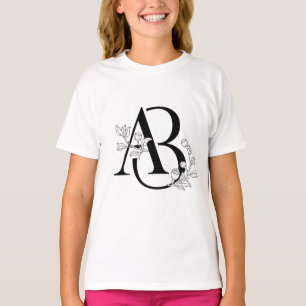 ボタニカルイニシャルABモノグラム Tシャツ